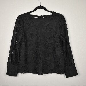Halogen Black Lace/Embroidered blouse size XXS